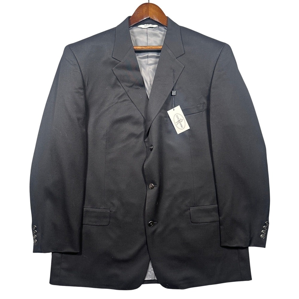 Linea Uomo Blazer Mens 48XL Black NWT 100% Wool‎ Three Button Suit Jacket